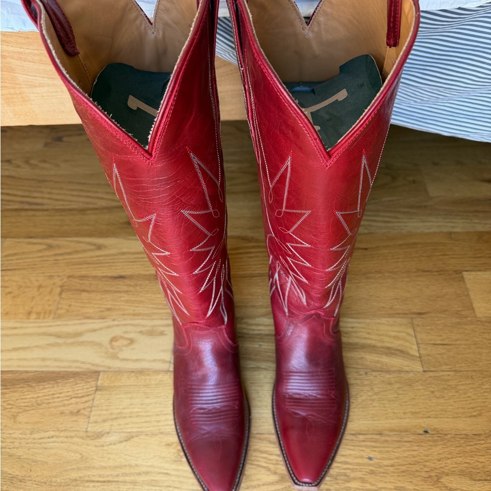 Tecovas Red Leather Over-the-Knee Western Boots